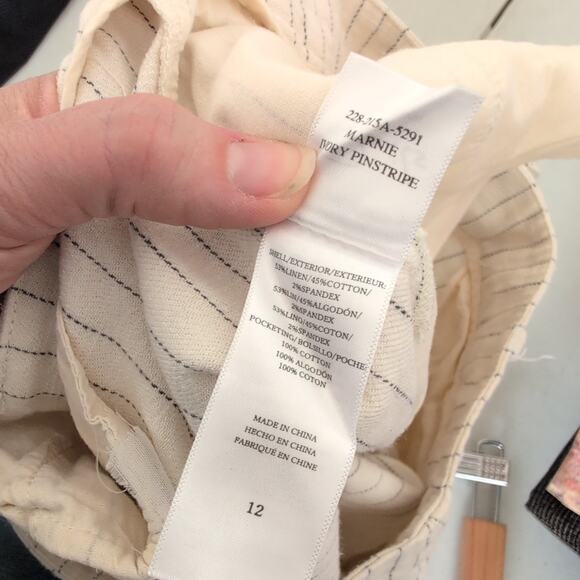 RAILS Marnie Pant Ivory Pinstripe Wide Leg Linen Women's 12 Chic Everyday $228 - Picture 8 of 11